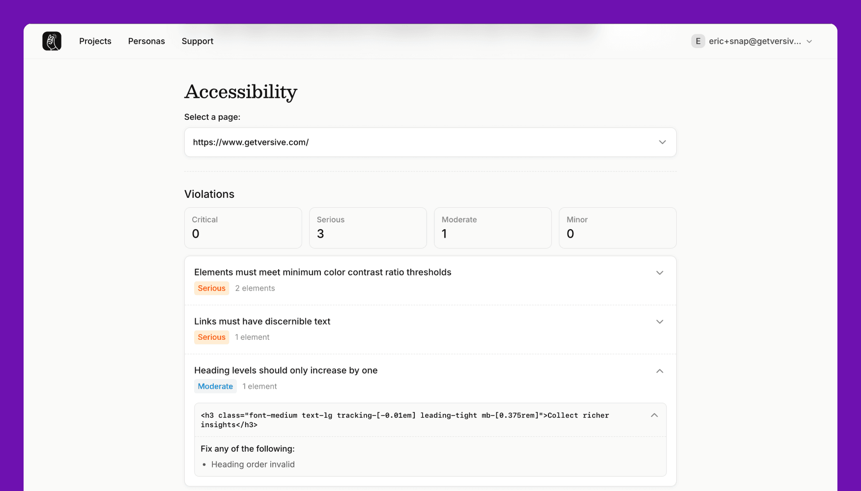 New accessibility testing interface