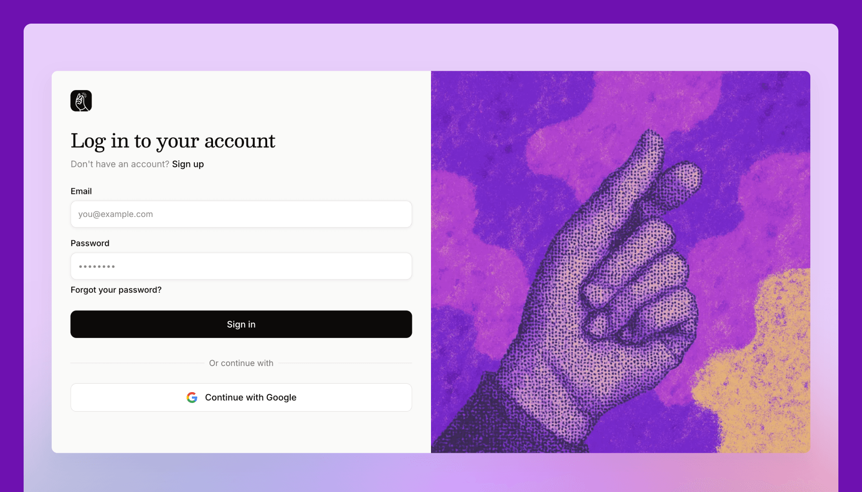New Google sign up interface